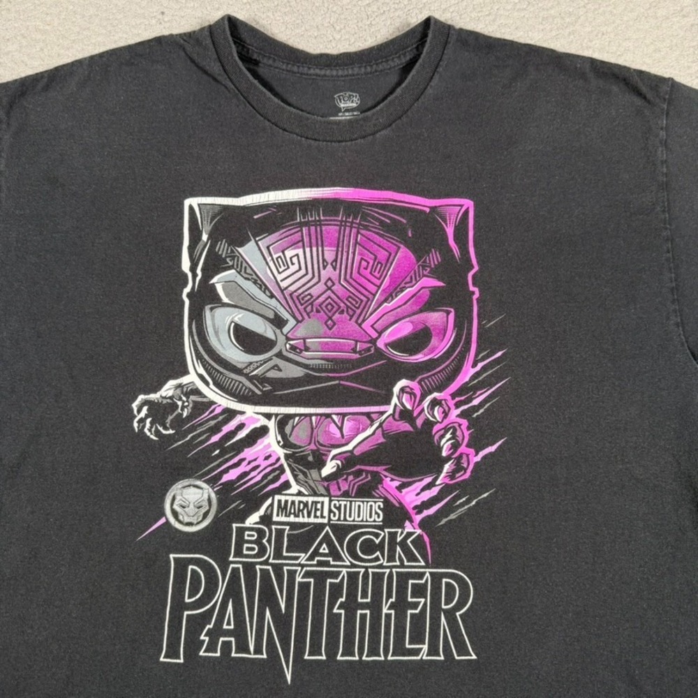 Marvel x Pop Shirt Mens XL Black Panther Graphic Tee Avengers 100% Cotton Preppy